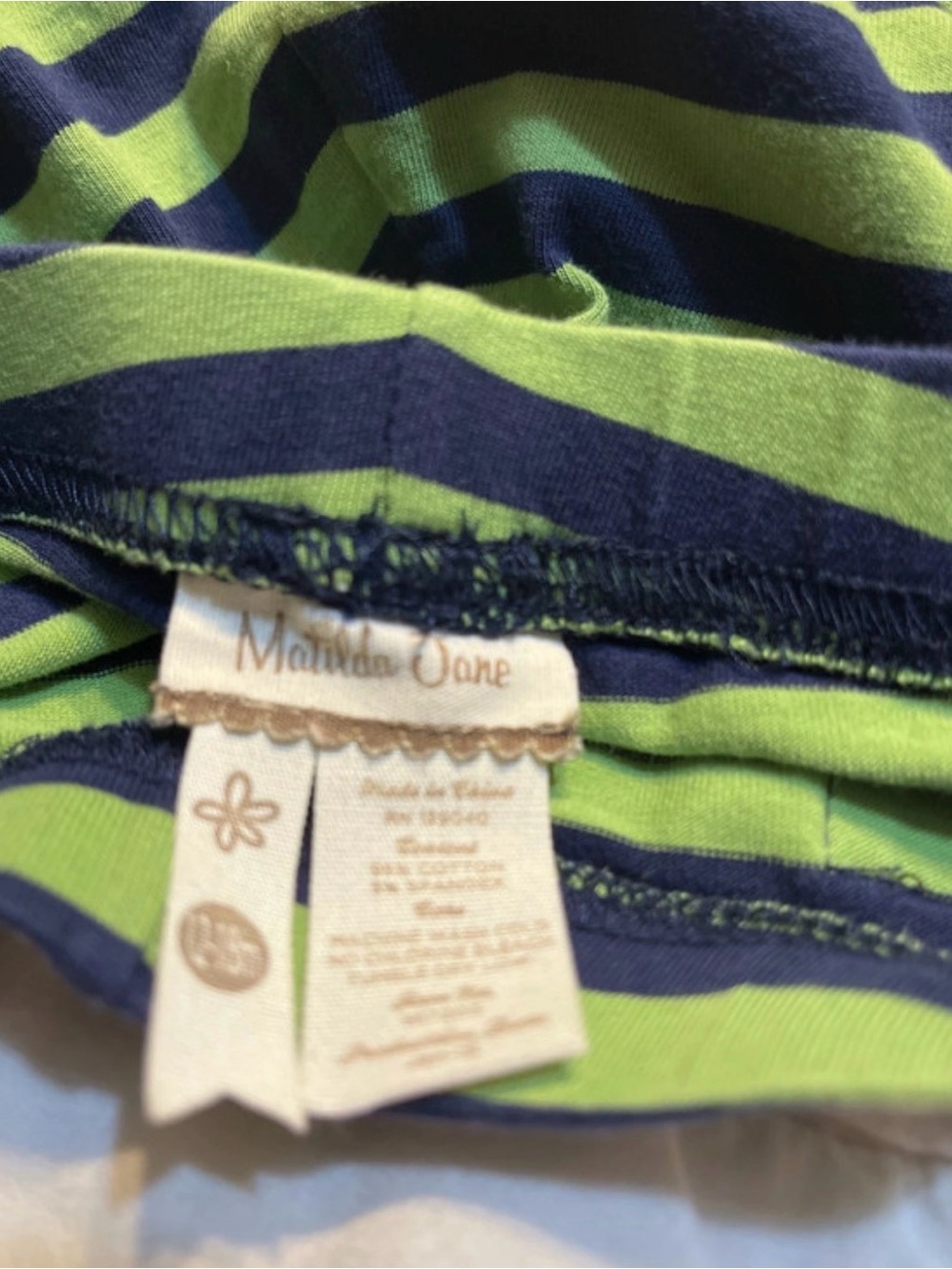 Matilda Jane Navy and Green Stripe Ruffle Diaper Cover - Picture 5 of 5